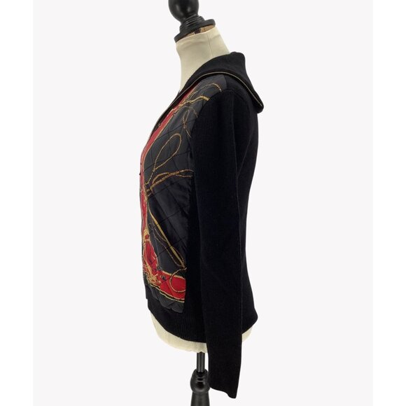 Lauren Ralph Lauren Equestrian Bishop Sweater Silk Wool Zip Cardigan Womens Sz M - Picture 5 of 7